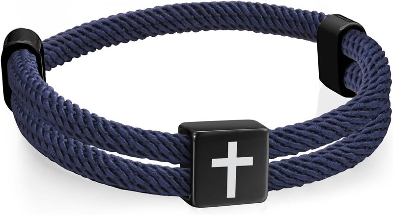 TempBeau Store Braided Men Rope Cross Bracelet - Adjustable Tree of Life Cord Surfing Bracelet, Handmade Nautical Navy Marine String Bracelet with Metal Knot, Easter Women Bracelets Gifts - Image 1